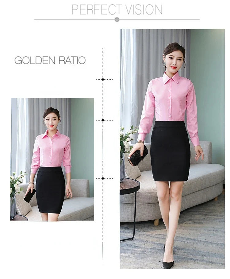 Polyester Cotton Shirts for Women Long Sleeve Blouse - MERGE.DAY.1.FREESTYLE