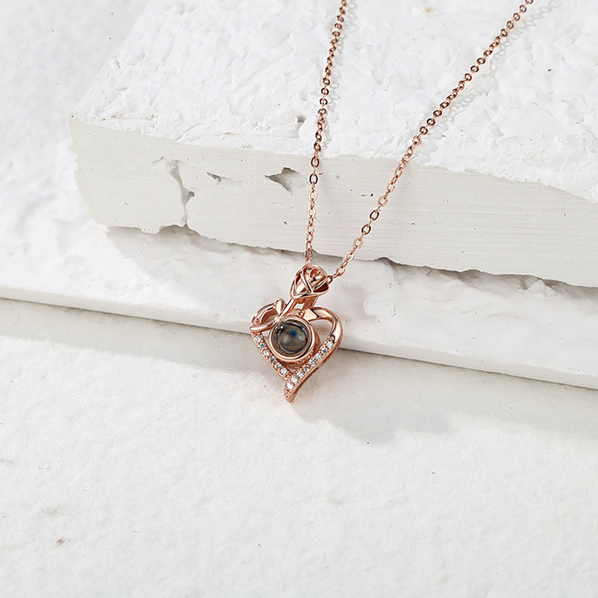 Love Rose with Customized PhotosProjection Necklace Pendant Jewelry For Lover Girlfriend - MERGE.DAY.1.FREESTYLE
