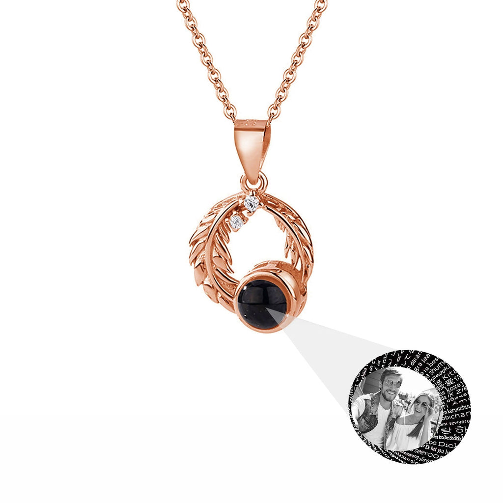 Feathers for customized photos Projection Necklace Pendant Jewelry For Lover Girlfriend - MERGE.DAY.1.FREESTYLE