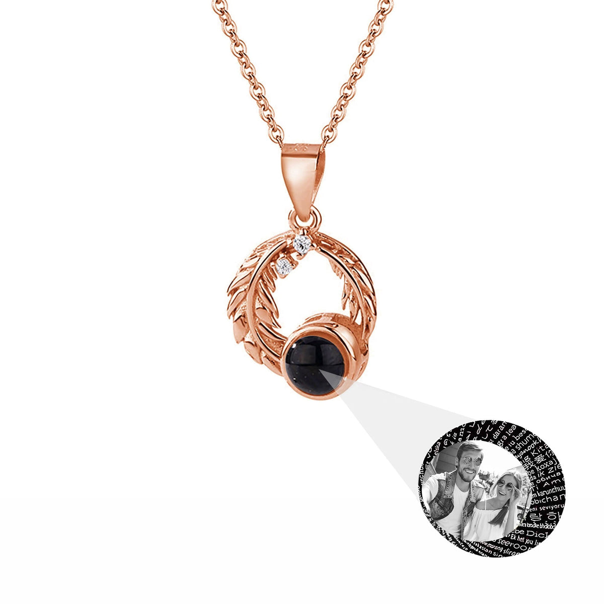 Feathers for customized photos Projection Necklace Pendant Jewelry For Lover Girlfriend - MERGE.DAY.1.FREESTYLE