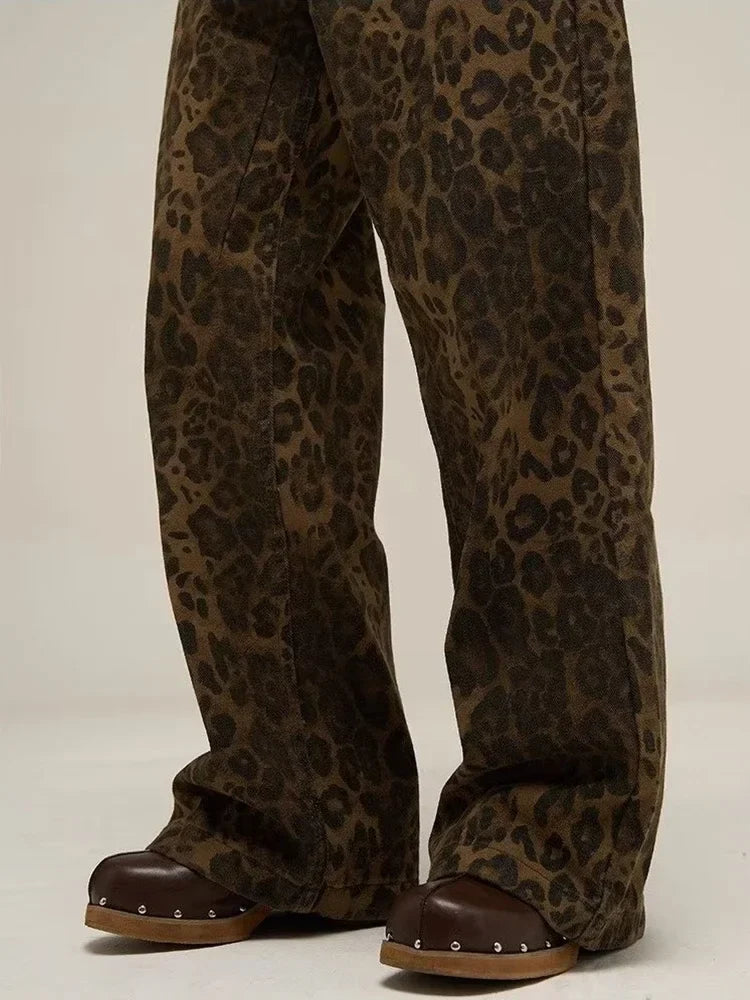 Leopard Print Y2k Jeans Women Oversized Wide Leg Denim Trousers Streetwear - MERGE.DAY.1.FREESTYLE