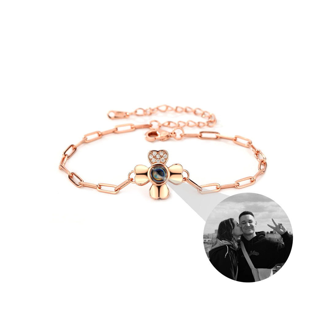 Four leaf clover with customized photos Projection Bracelet Personality Jewelry - MERGE.DAY.1.FREESTYLE