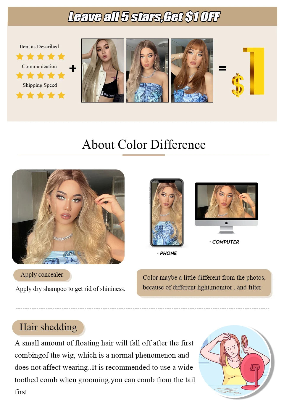 EASIHAIR Medium Length Wavy Blonde Synthetic Wig With Bangs For Women Natural Wigs Hair Heat Resistant Daily Party Cosplay Use - MERGE.DAY.1.FREESTYLE