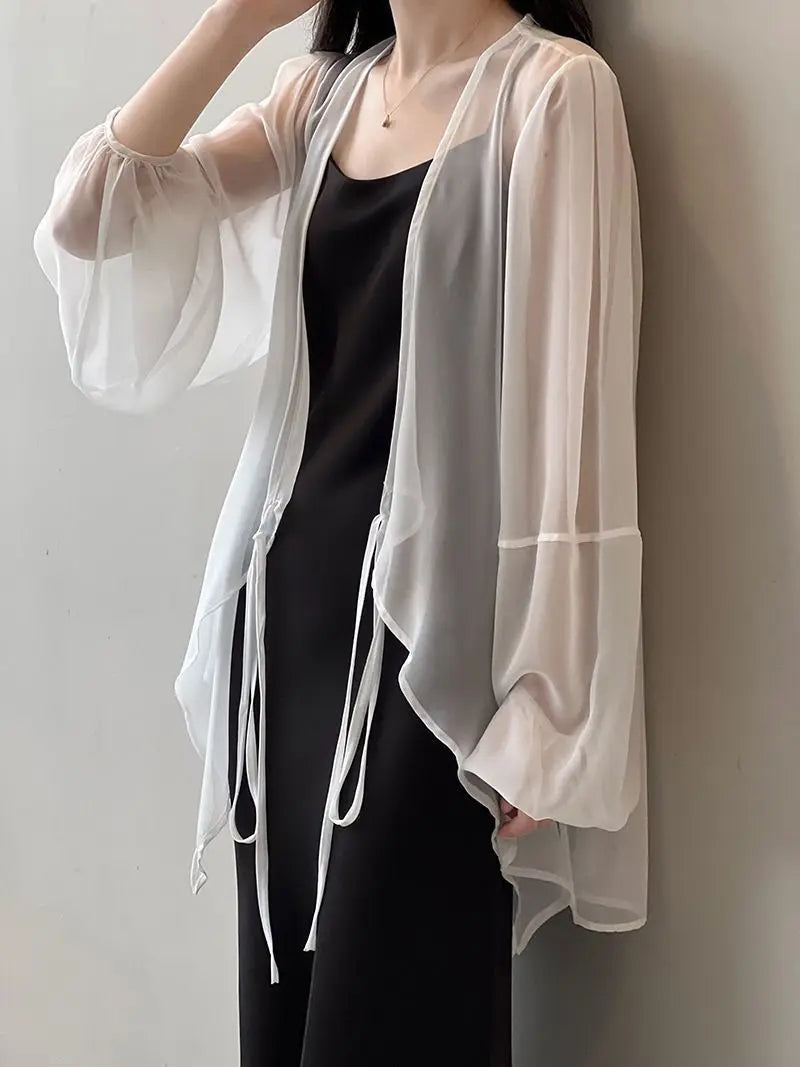 Women High Street Casual Lacing Button Cardigan Elegant All-match Top - MERGE.DAY.1.FREESTYLE