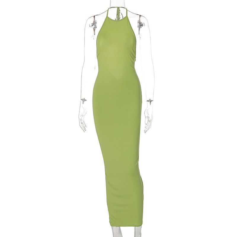 Halter Bandage Sleeveless Backless Shirring Draped Maxi Dress Sexy Streetwear - MERGE.DAY.1.FREESTYLE