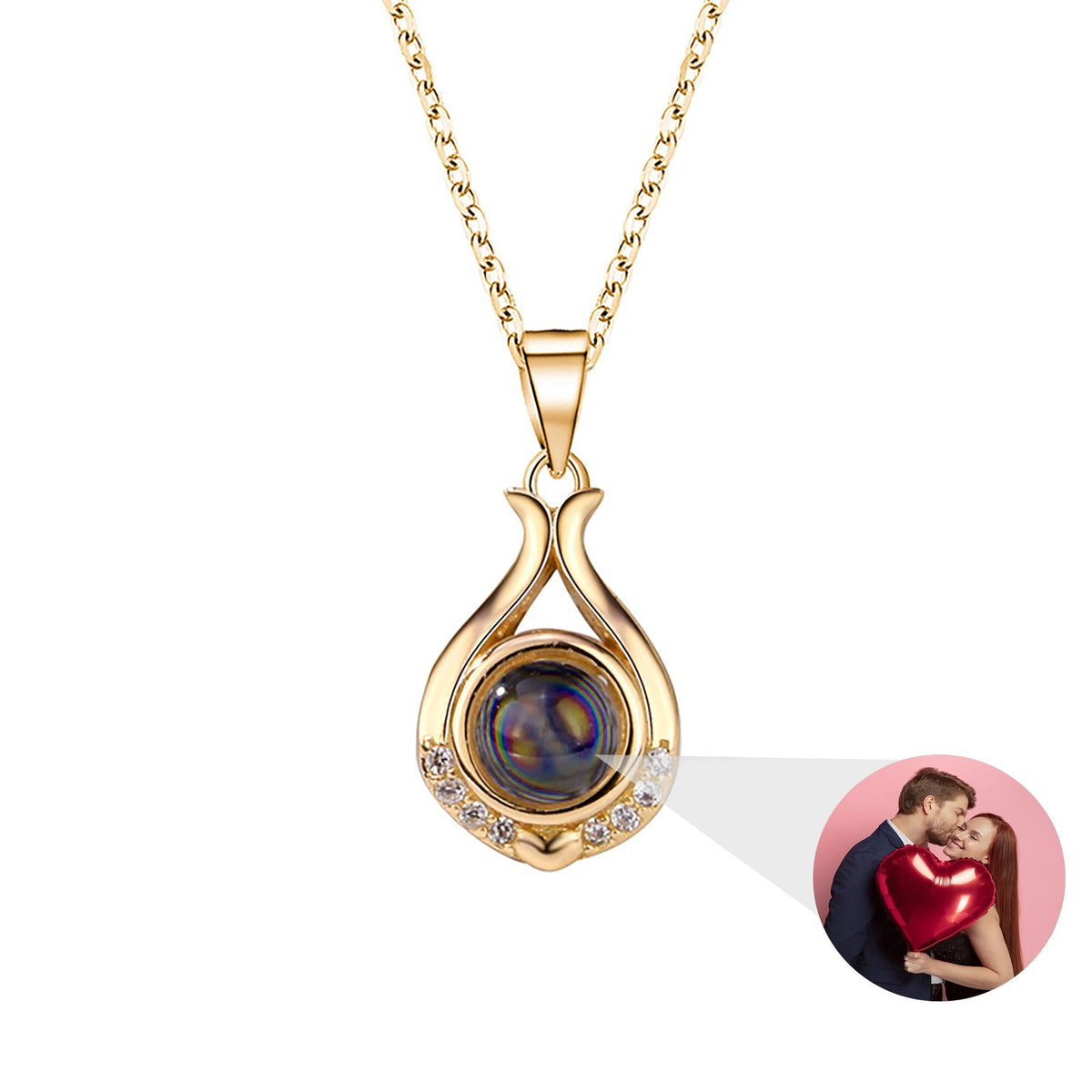 Valentine's Day Gift Photo Custom Simple flower Shaped Projection Necklace - MERGE.DAY.1.FREESTYLE