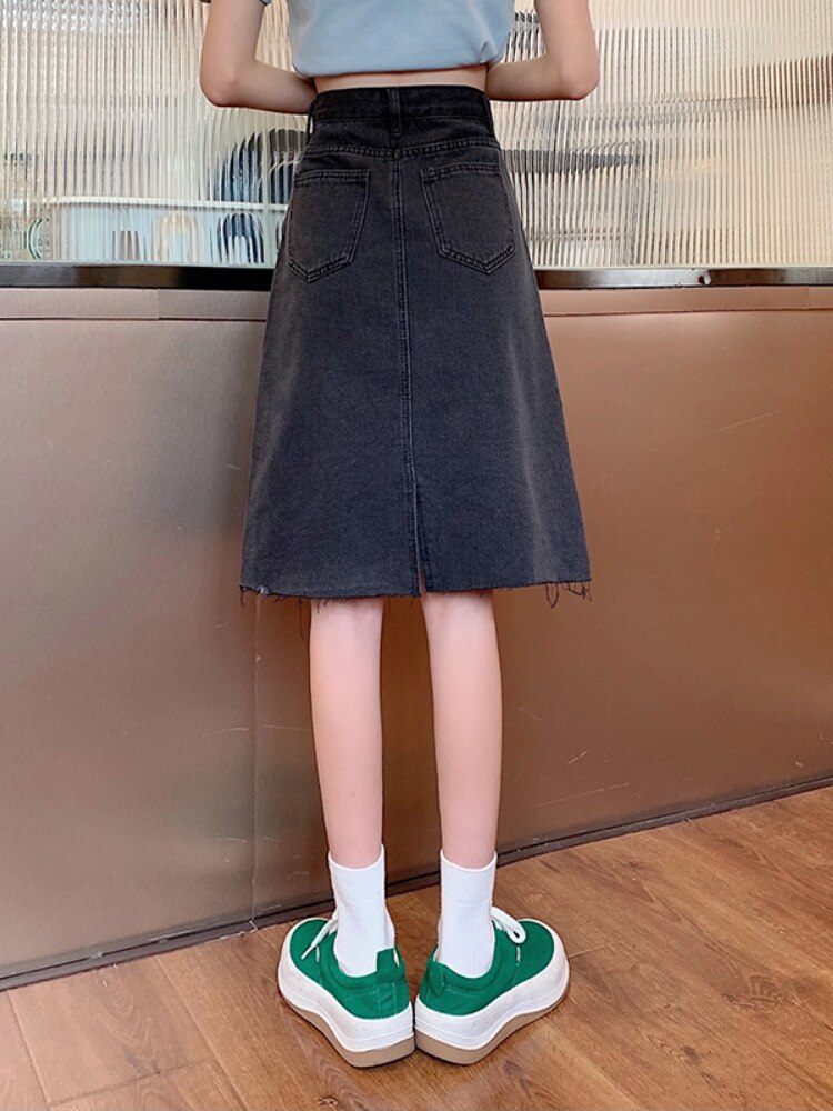 Spring Summer High Waist Denim Skirts Women Casual A-line Zipper Jeans - MERGE.DAY.1.FREESTYLE