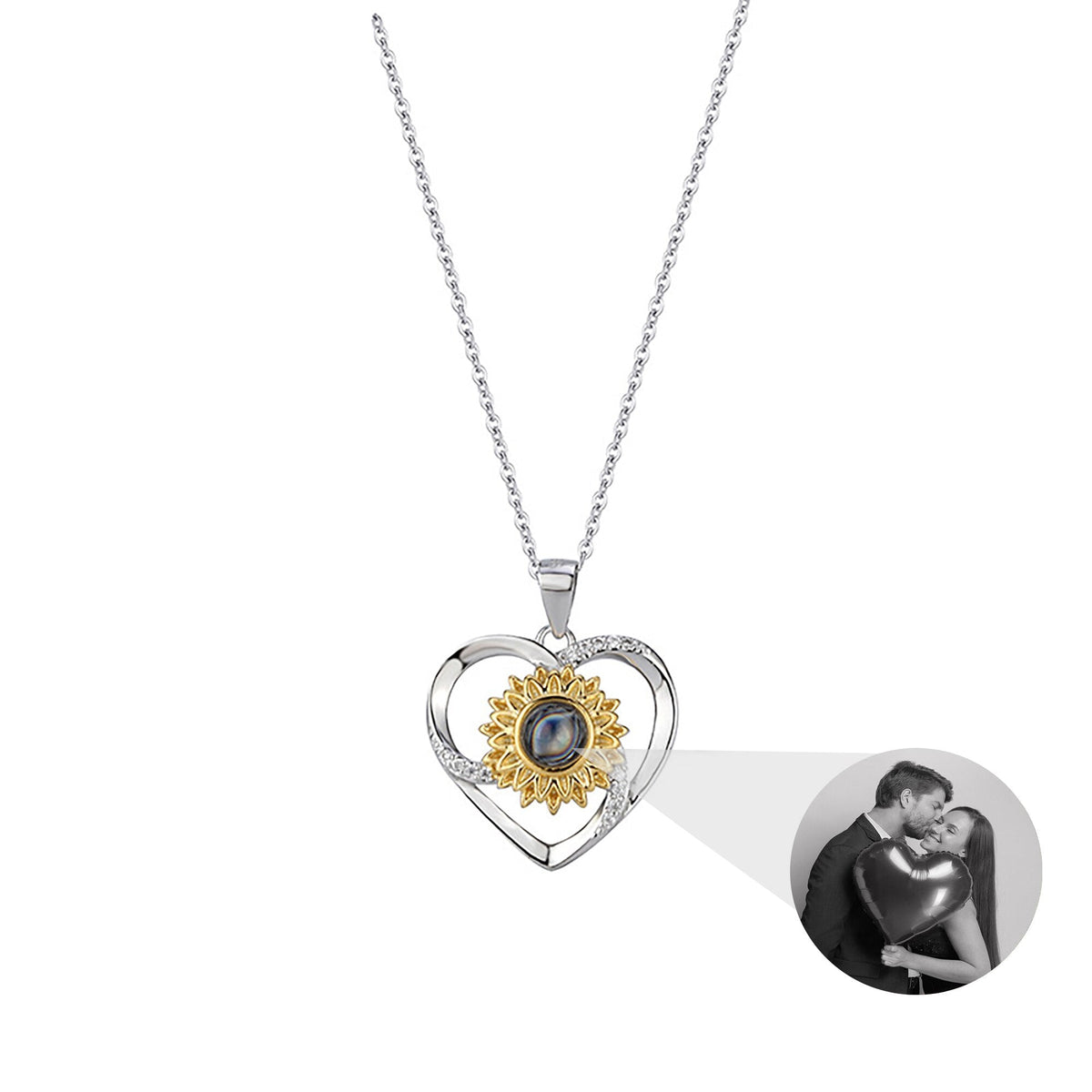 Love sunflower with customized photos Photo Projection Necklace Key Chain Jewelry - MERGE.DAY.1.FREESTYLE