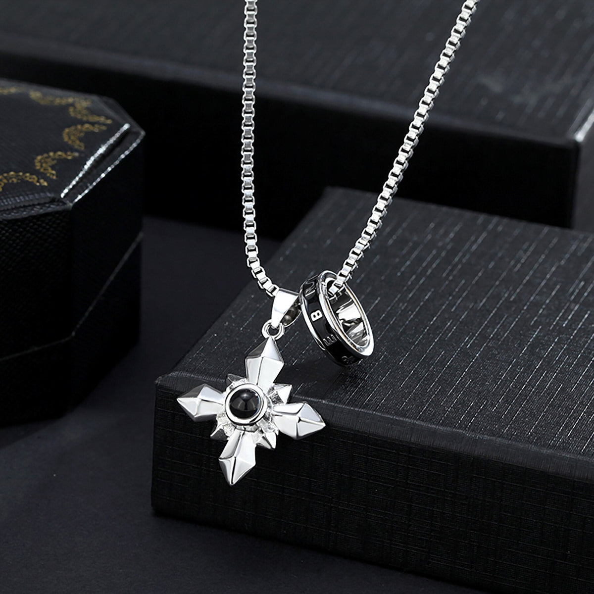 Customized photo ringProjection Necklace Pendant Jewelry For Lover Girlfriend - MERGE.DAY.1.FREESTYLE