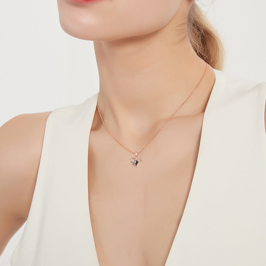 Love projection necklace with customizable photos Pendant Necklace - MERGE.DAY.1.FREESTYLE
