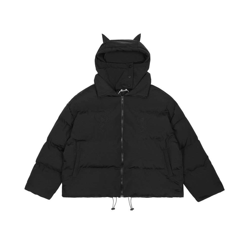 Embroidered Skull Jacket Streetwear Little Devil Designer Hood Padded Jacket Coat - MERGE.DAY.1.FREESTYLE
