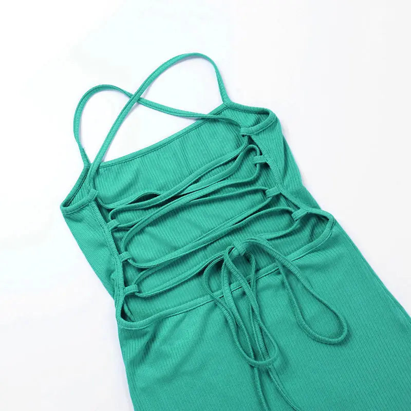 Backless Bandage Bodycon Halter Neck Split Party Dresses - MERGE.DAY.1.FREESTYLE
