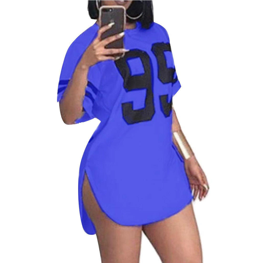 graphic tee Women 95 Letter Print Tops Summer Split Short Sleeve Korean Style Tshirts - MERGE.DAY.1.FREESTYLE