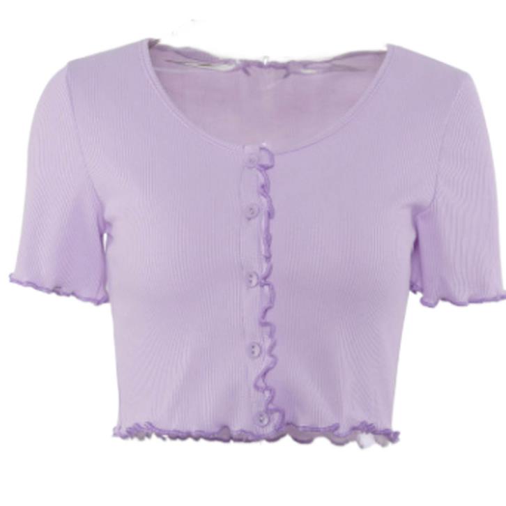 Women clothes Ladies Button Square Neck Tops Short Sleeve square collar pullover T-shirts - MERGE.DAY.1.FREESTYLE