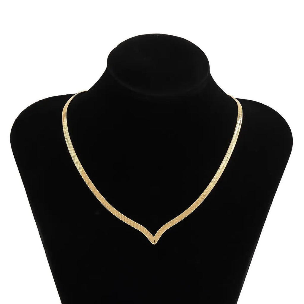 Simple Creative V-shaped Necklace For Women Flat Snake Chain Choker - MERGE.DAY.1.FREESTYLE