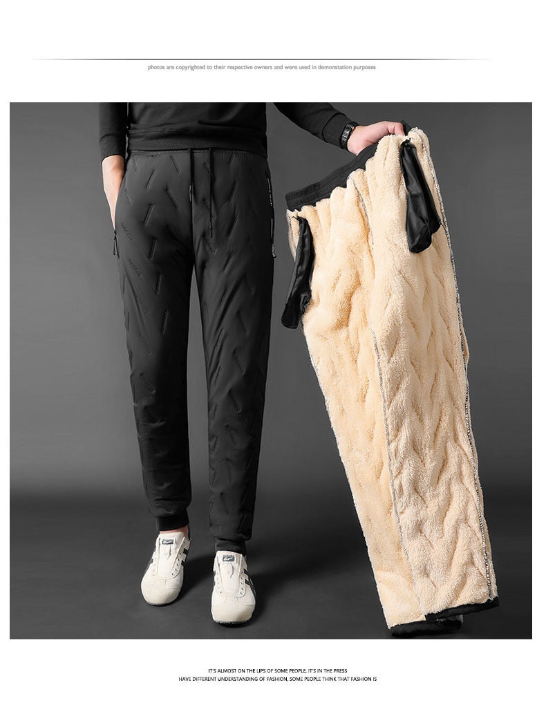 Winter Zip Pockets Thicken Fleece Sweatpants Joggers Water Proof Thermal Trousers - MERGE.DAY.1.FREESTYLE