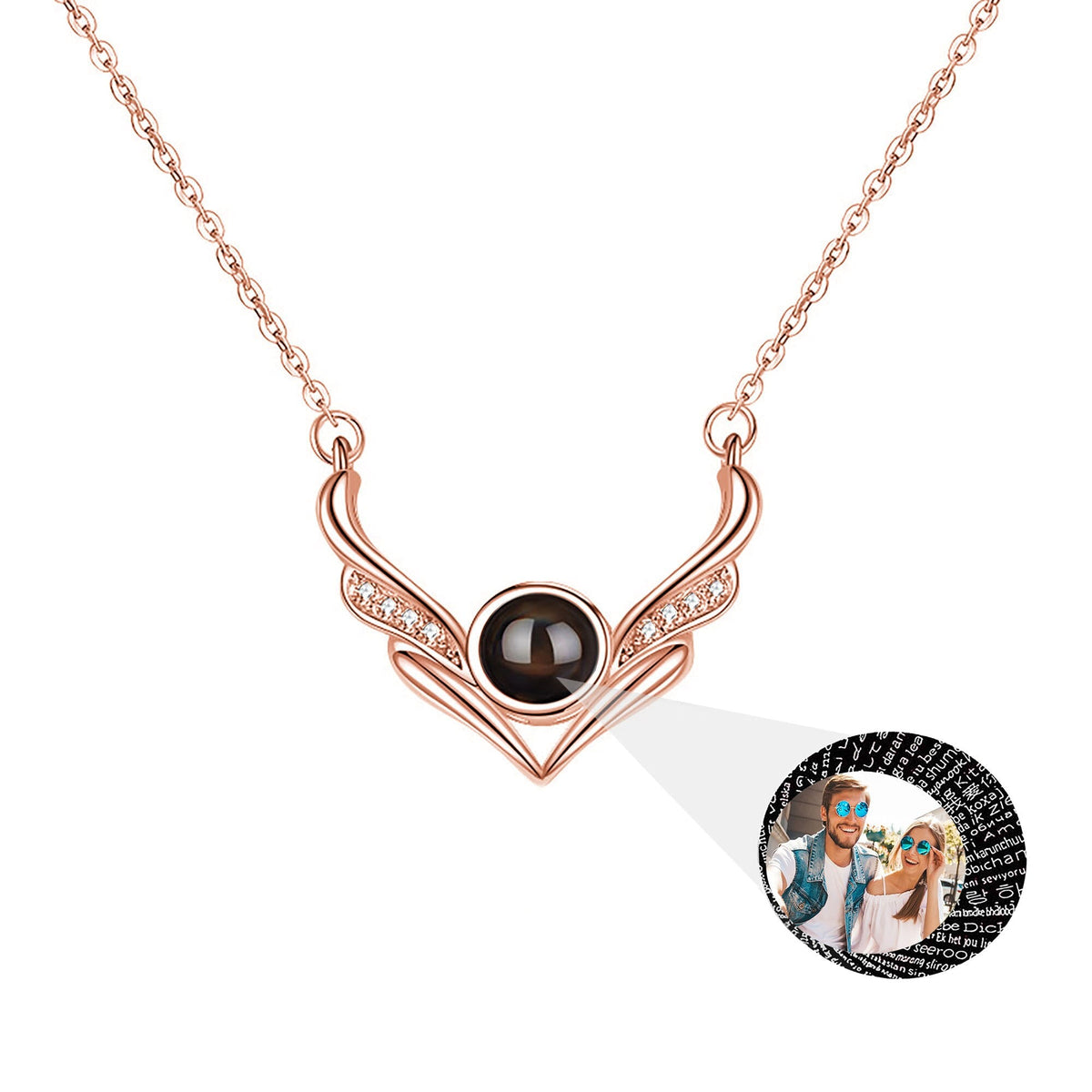 Angel wings with customizable photosProjection Necklace Pendant Jewelry - MERGE.DAY.1.FREESTYLE