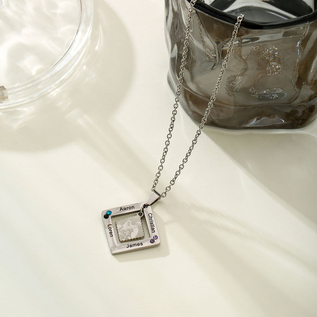 customized photos with birthstone Colorful 12 Birthstone Pendant Necklaces - MERGE.DAY.1.FREESTYLE