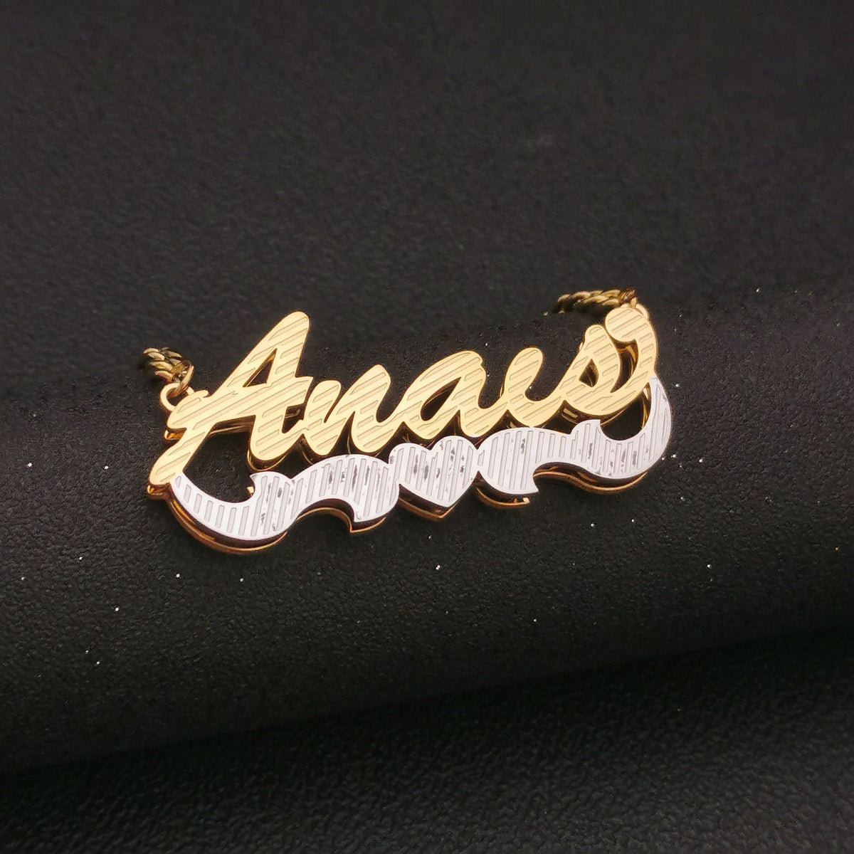 3D Double Plate Custom Nameplate Necklace Gold Plate Pendant Personalized Name Necklace - MERGE.DAY.1.FREESTYLE