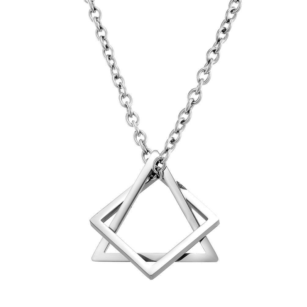 Geometry Interlocking Square Triangle Male Pendant Stacking Streetwear Necklace - MERGE.DAY.1.FREESTYLE