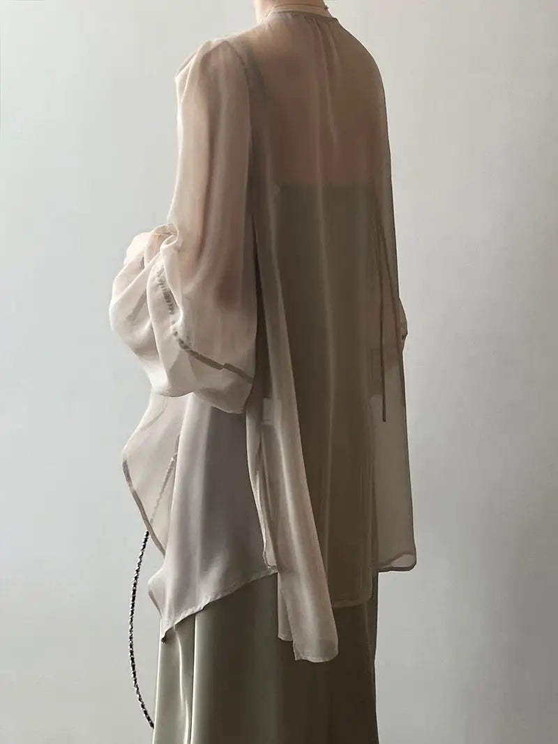 Women High Street Casual Lacing Button Cardigan Elegant All-match Top - MERGE.DAY.1.FREESTYLE