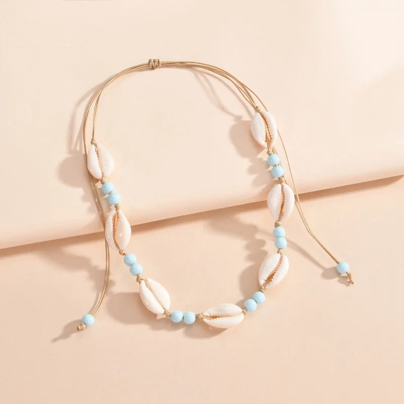 Shell beaded necklace braided chain choker - MERGE.DAY.1.FREESTYLE