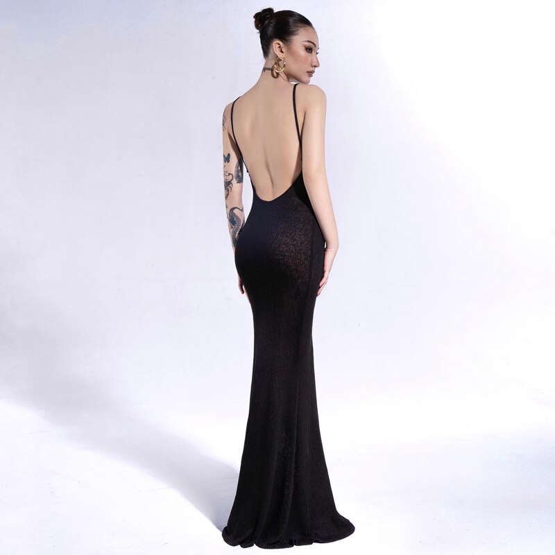 Spaghetti Strap Square Collar Sleeveless Maxi Dress Skinny - MERGE.DAY.1.FREESTYLE