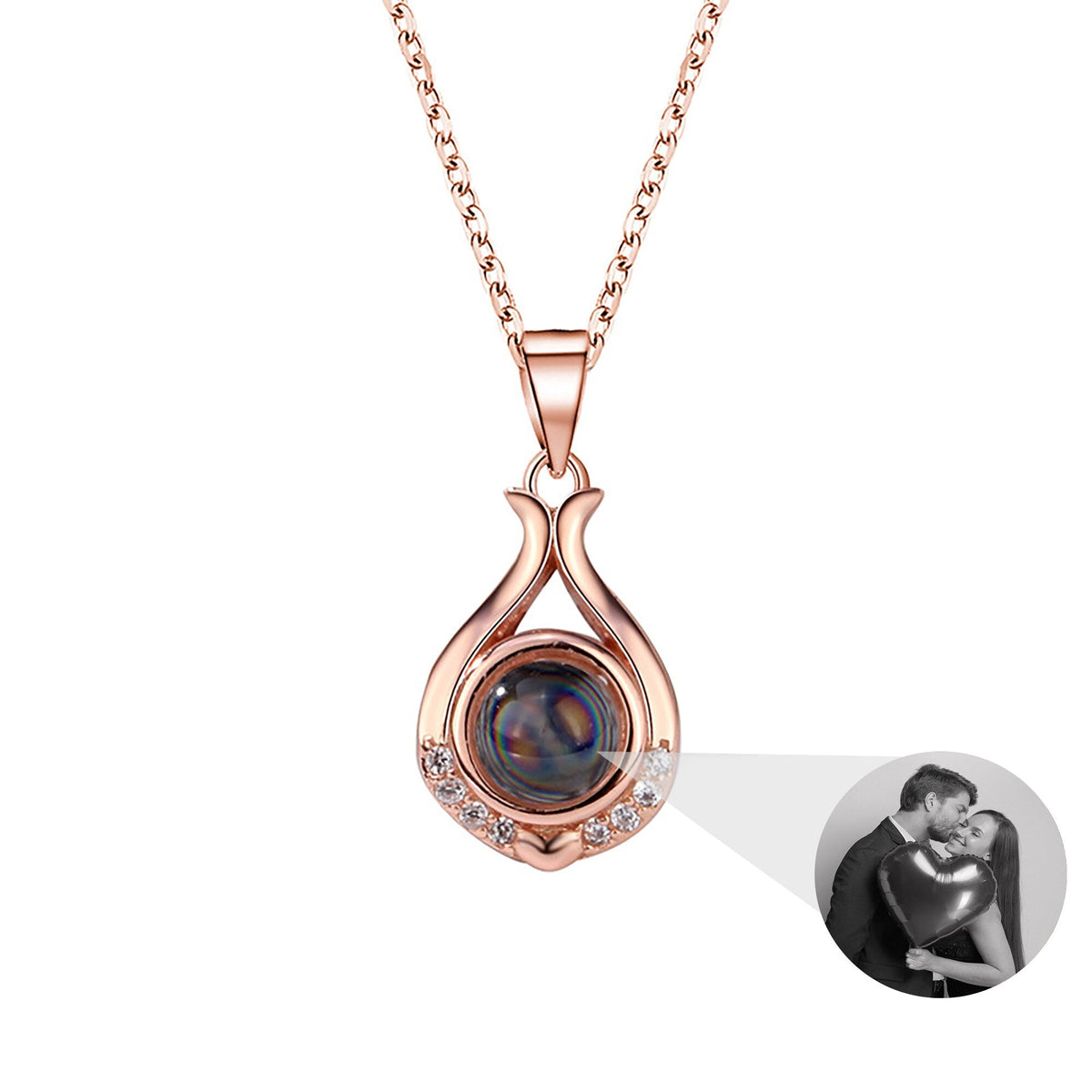 Valentine's Day Gift Photo Custom Simple flower Shaped Projection Necklace - MERGE.DAY.1.FREESTYLE