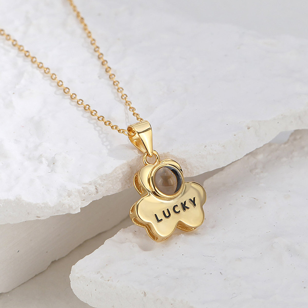Customizable Photo Bear Projection Necklace Silver Shiny Necklace - MERGE.DAY.1.FREESTYLE