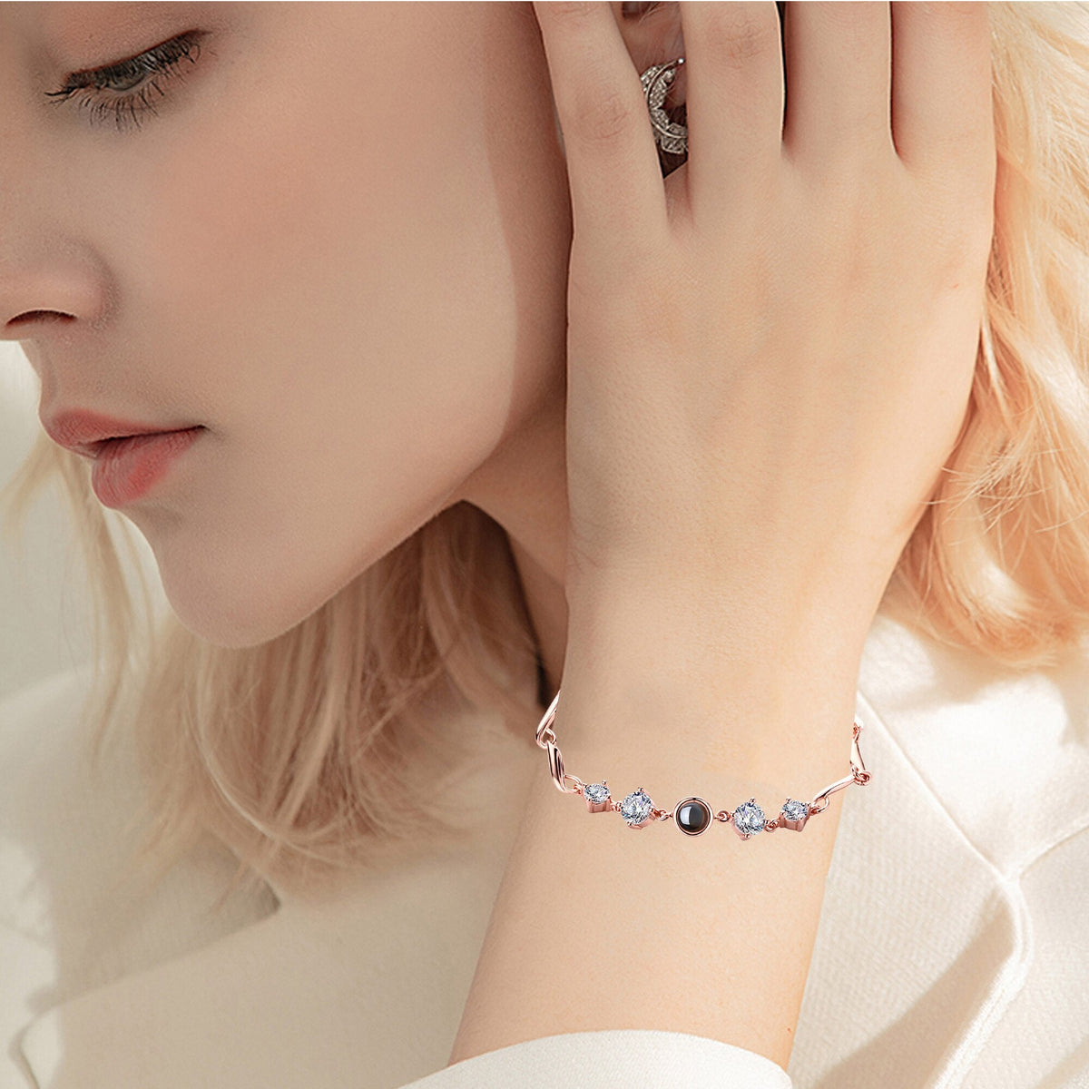 Custom photo Projection Bracelet Jewelry with Silver/Rose Gold Color - MERGE.DAY.1.FREESTYLE