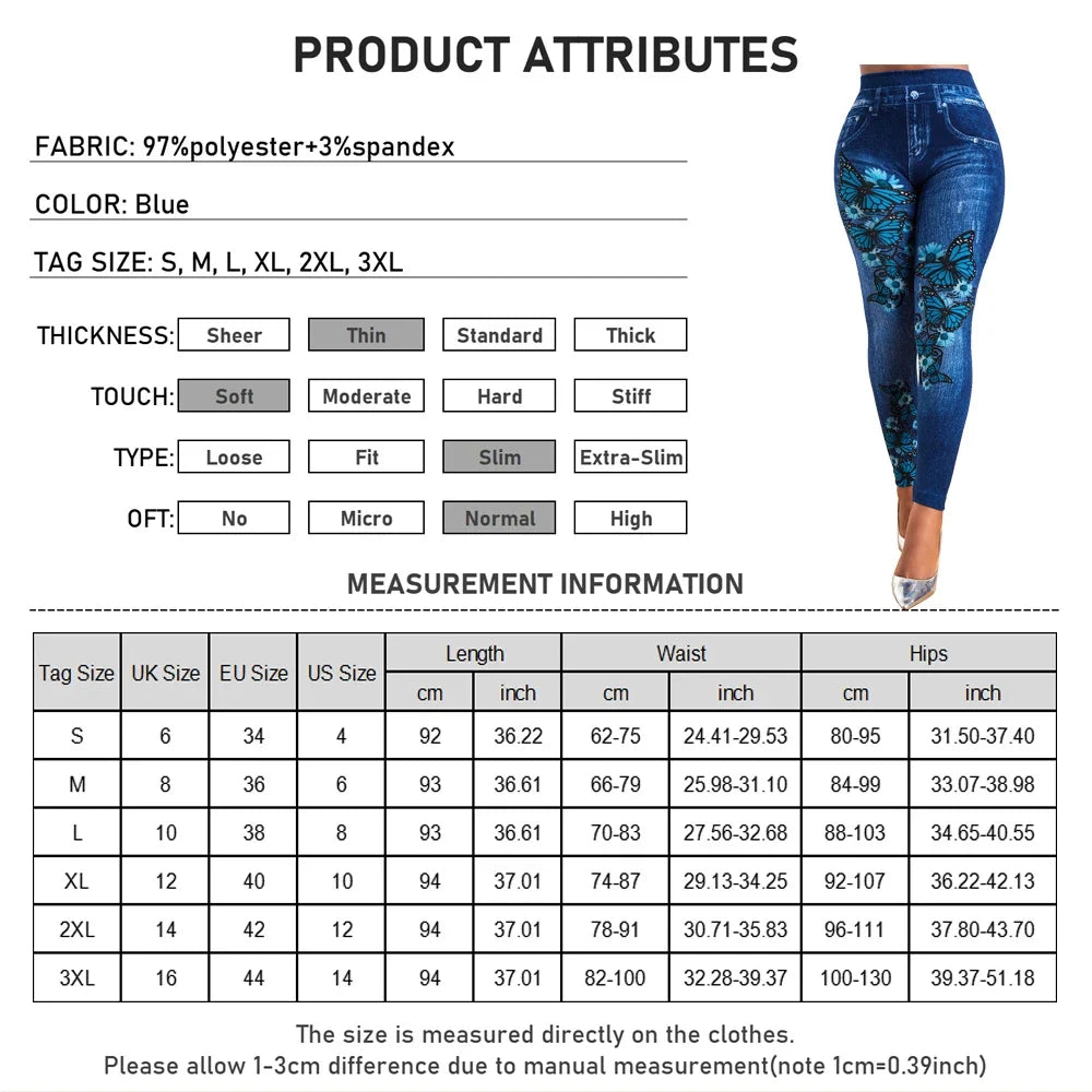 Plus Size Oversized Women High Waist Stretchy Legging Denim Look Skinny Jeggings - MERGE.DAY.1.FREESTYLE
