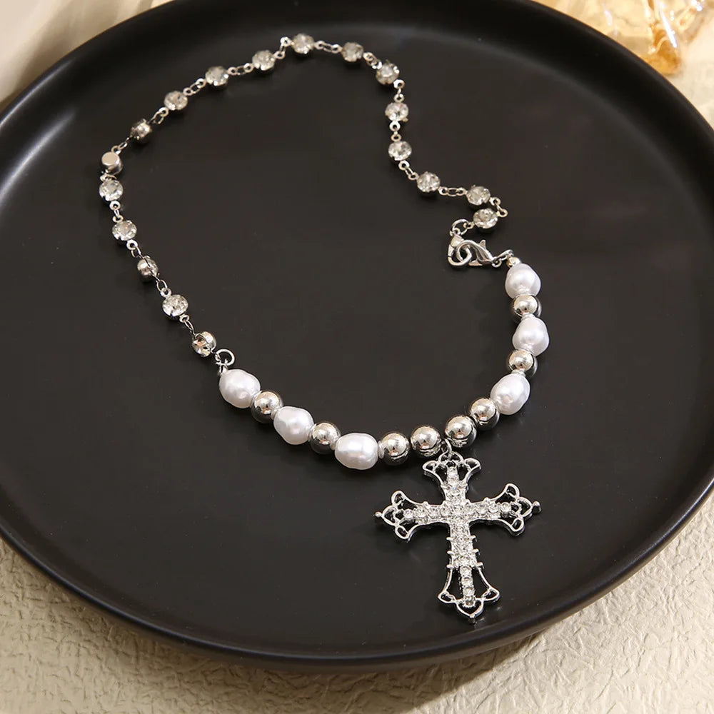 pearl cross necklace Pendant - MERGE.DAY.1.FREESTYLE