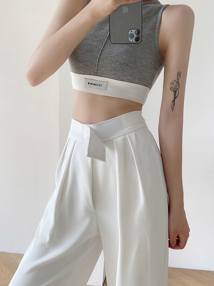 Casual Baggy Trousers Women Summer High-Waist Pants Loose Straight Mopping Pants - MERGE.DAY.1.FREESTYLE