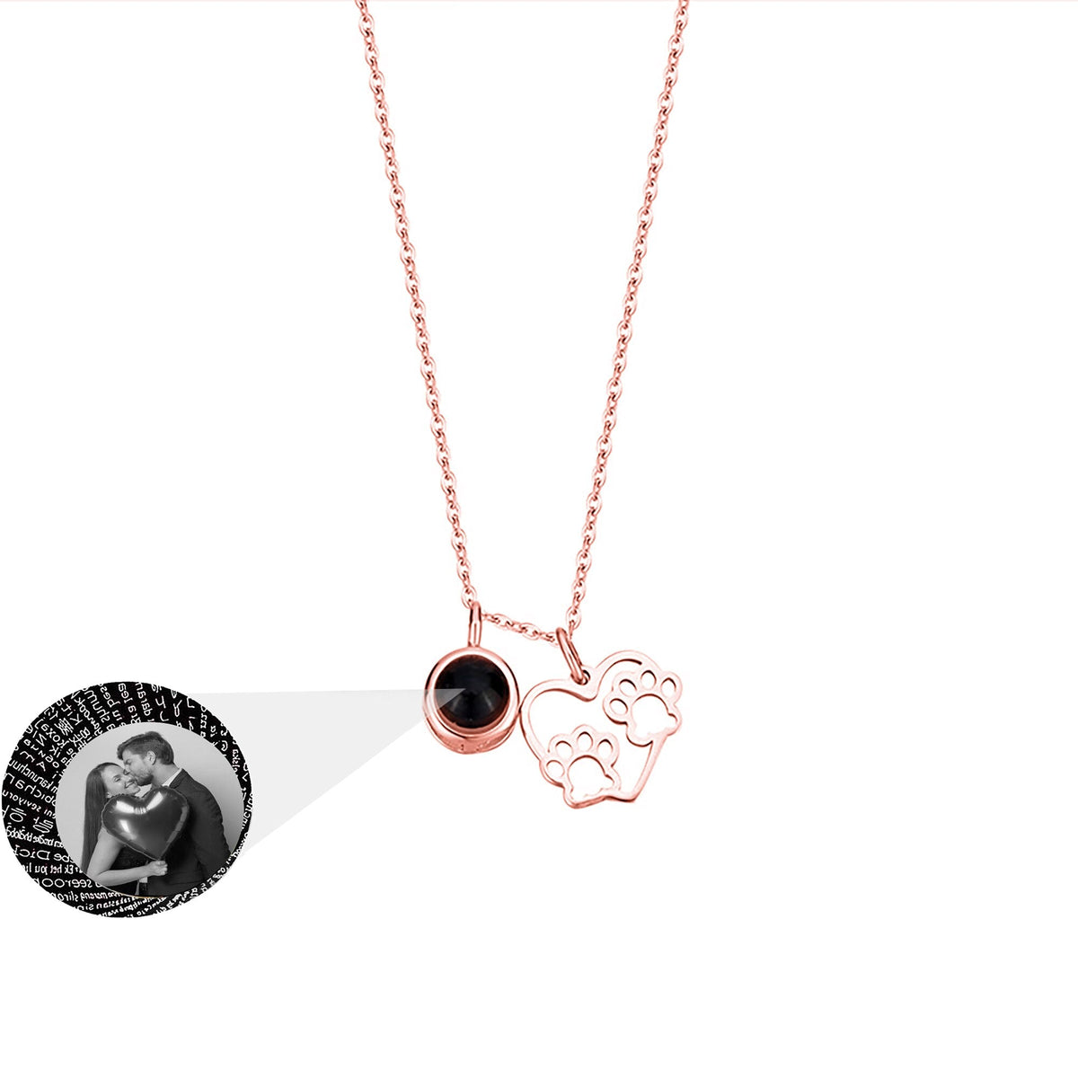 Photo Customizable Love Dog Paw Projection Necklace Pendant Jewelry - MERGE.DAY.1.FREESTYLE