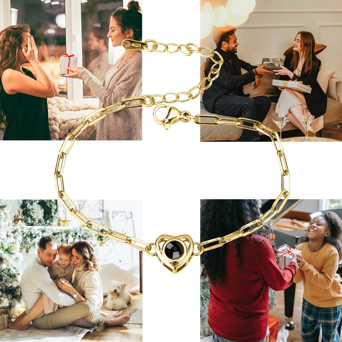 Customizable photo Projection Photo Bracelet-Heart Pendant Memorial Bracelet - MERGE.DAY.1.FREESTYLE