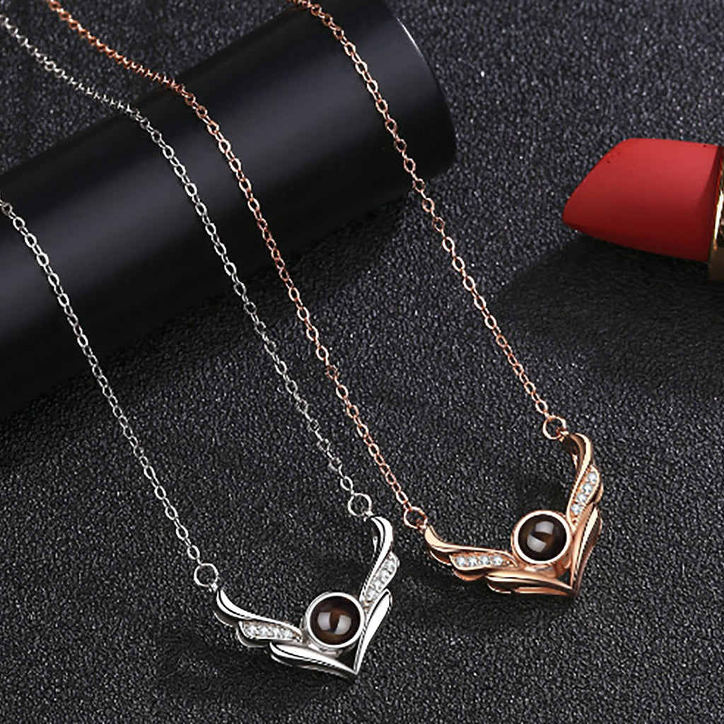 Angel wings with customizable photosProjection Necklace Pendant Jewelry - MERGE.DAY.1.FREESTYLE