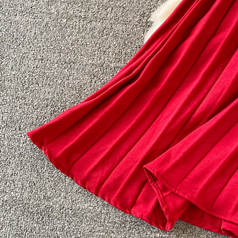 Slim Dress Elegant A Line V Neck Puff Sleeve Chiffon Pullover Mid-Calf Dresses - MERGE.DAY.1.FREESTYLE