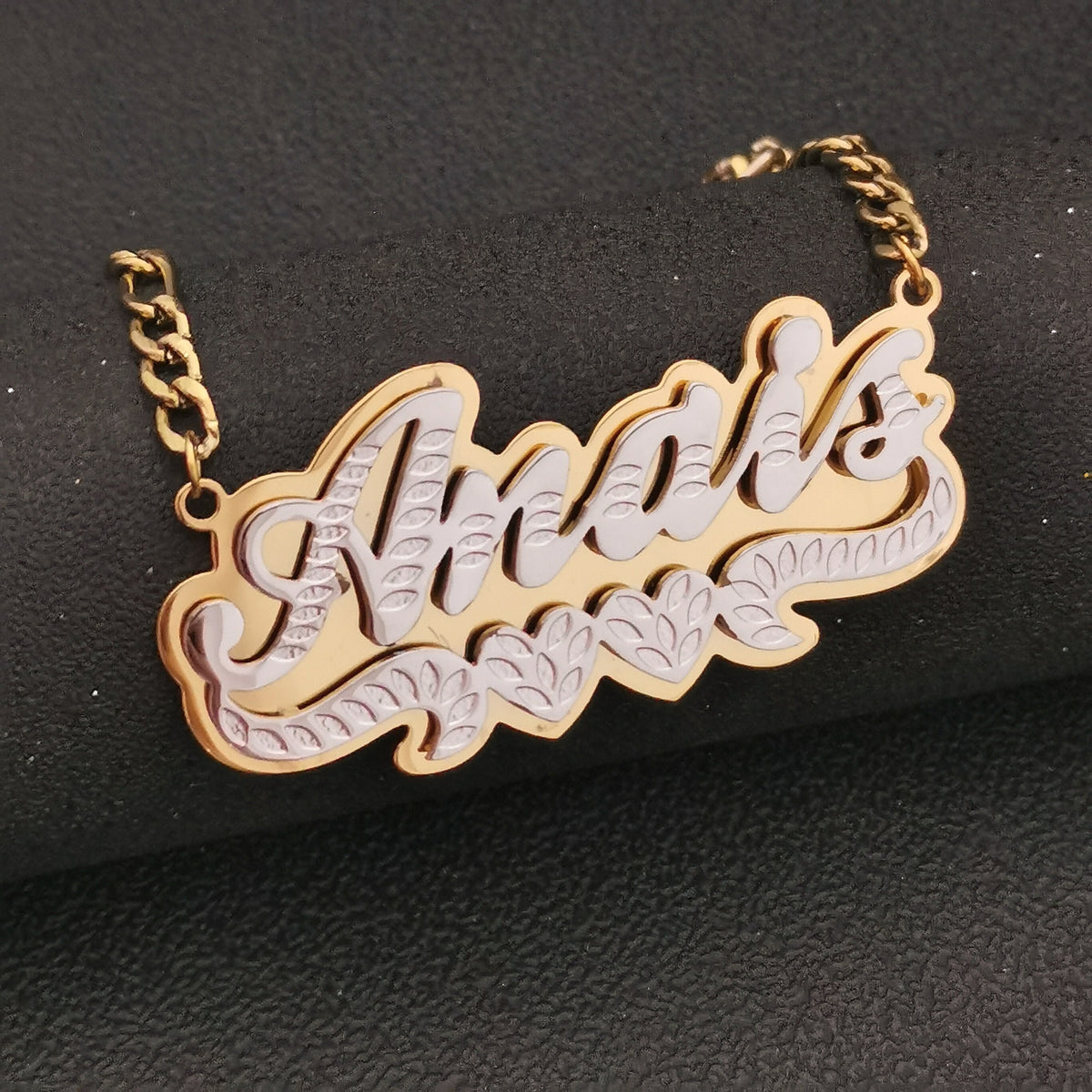 3D Double Plate Custom Nameplate Necklace Gold Plate Pendant Personalized Name Necklace - MERGE.DAY.1.FREESTYLE