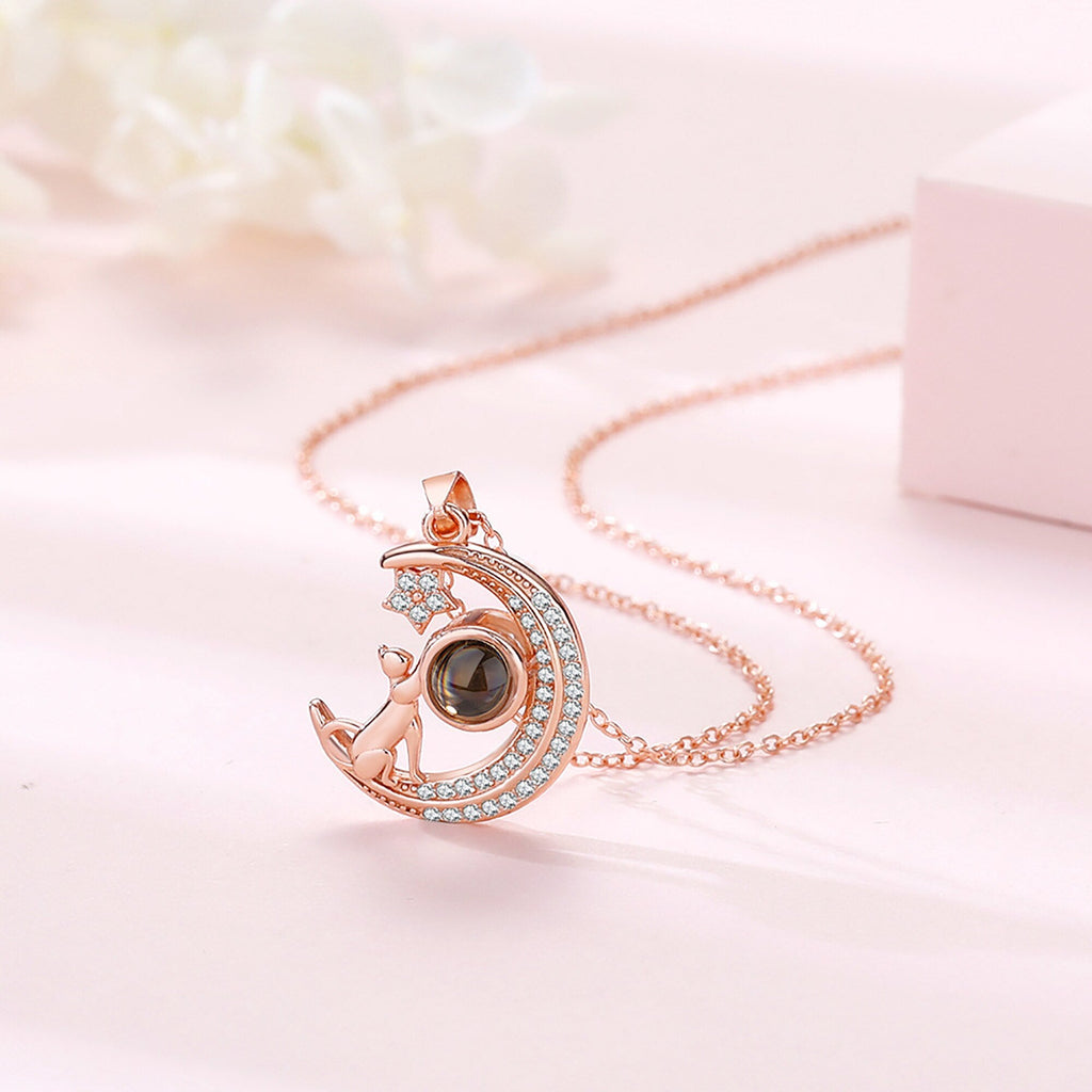 Customizable photo Cute moon necklace Projection Necklace - MERGE.DAY.1.FREESTYLE