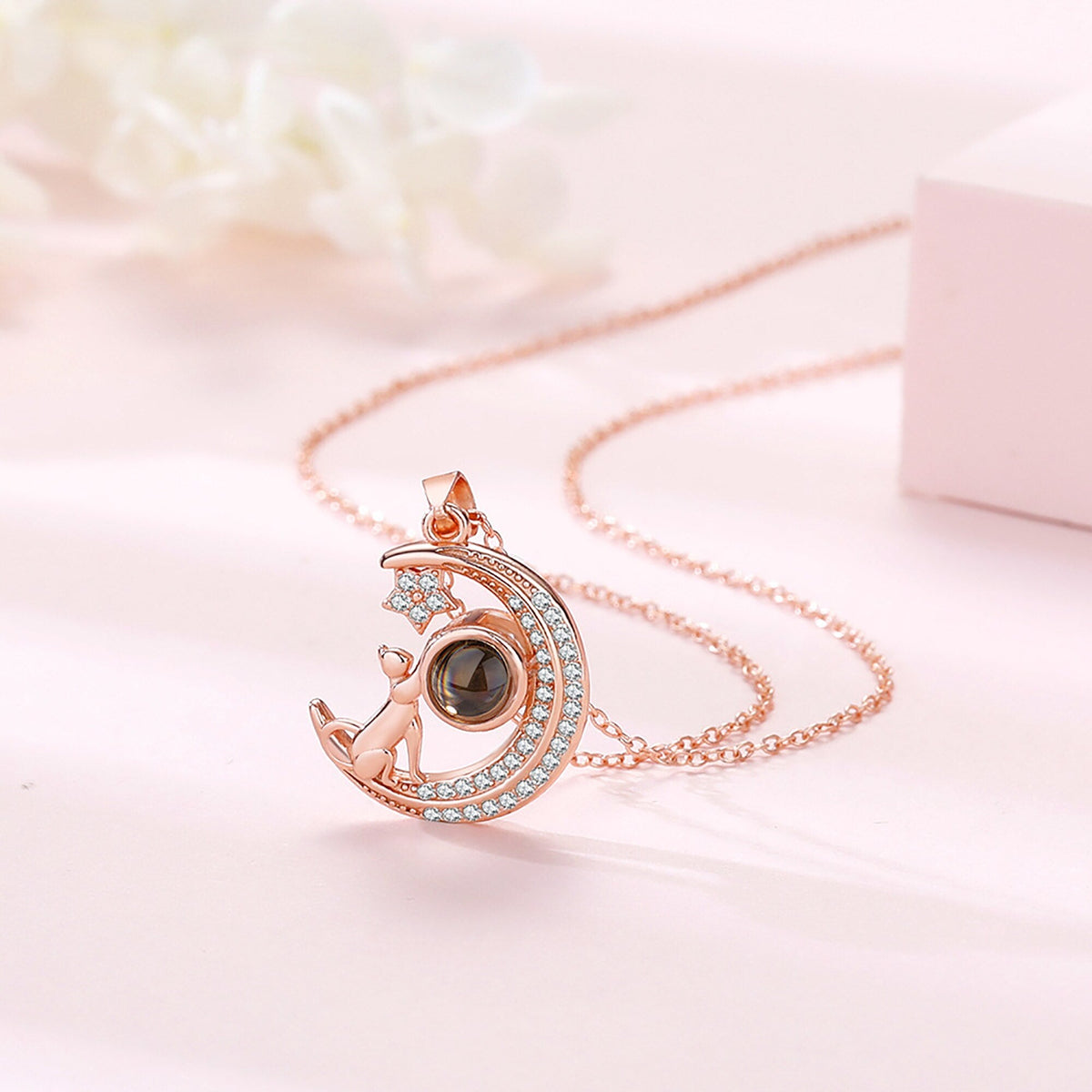 Customizable photo Cute moon necklace Projection Necklace - MERGE.DAY.1.FREESTYLE