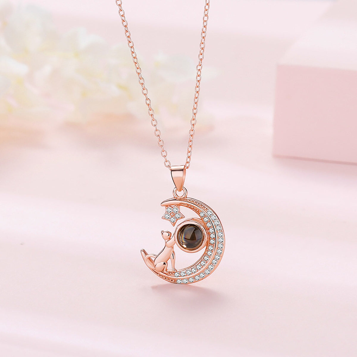 Customizable photo Cute moon necklace Projection Necklace - MERGE.DAY.1.FREESTYLE