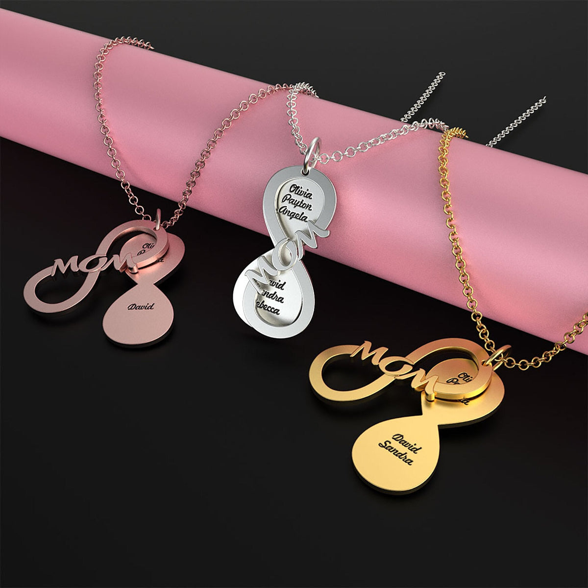 Personalized MOM Name Necklace Rotate Double Layer Pendant Best Gifts - MERGE.DAY.1.FREESTYLE