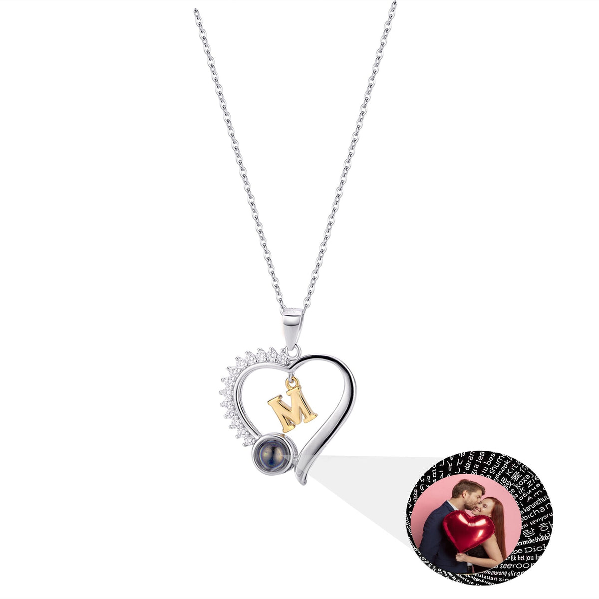 letter necklace Simple Heart Shaped Photo Custom Projection Necklace - MERGE.DAY.1.FREESTYLE