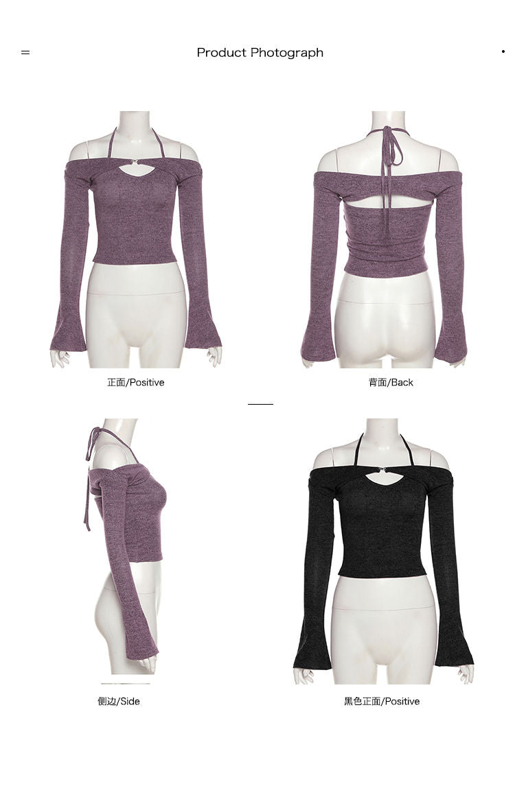 Halter Strapless T-shirt Women Sweet Sexy Off The Shoulder T-shirts Slim Two Piece Tops Woman - MERGE.DAY.1.FREESTYLE