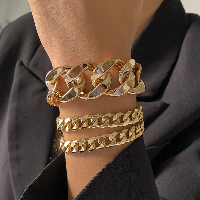 Hip Hop Thick Link Chain Bracelet Women's CCB Material - MERGE.DAY.1.FREESTYLE