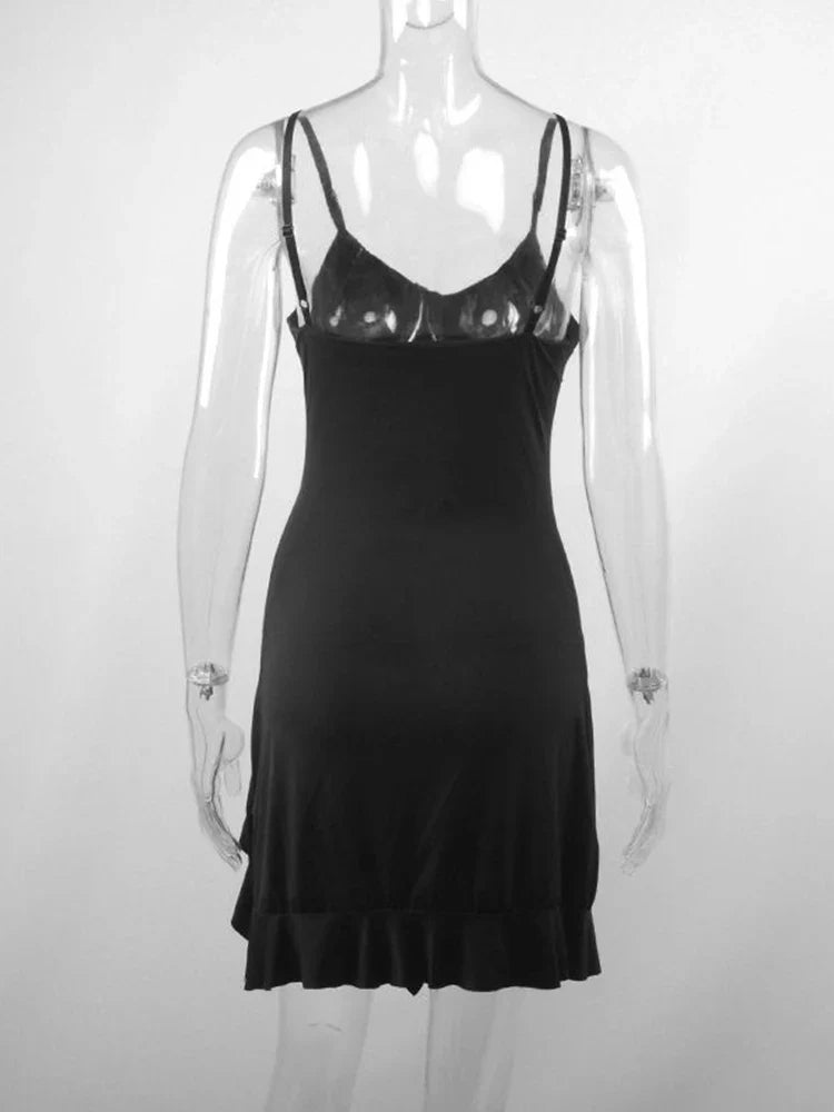 Sleeveless Strap Backless Folds Split Bodycon - MERGE.DAY.1.FREESTYLE