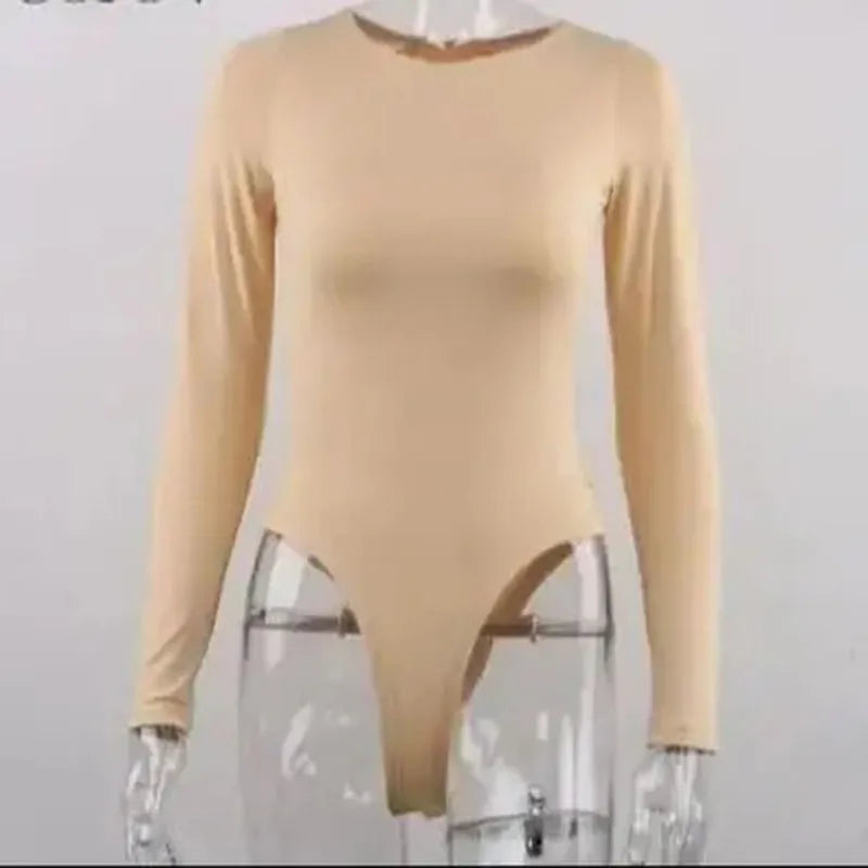 Sexy Y2k Women cotton Bodysuits Long Sleeve Bodysuit O Neck Body Top - MERGE.DAY.1.FREESTYLE