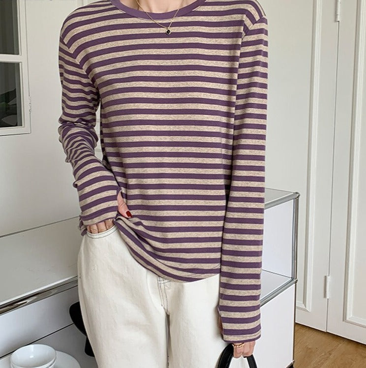Casual O-neck Women Striped T-shirts Spring Summer Short Sleeve Loose Female Tops - MERGE.DAY.1.FREESTYLE