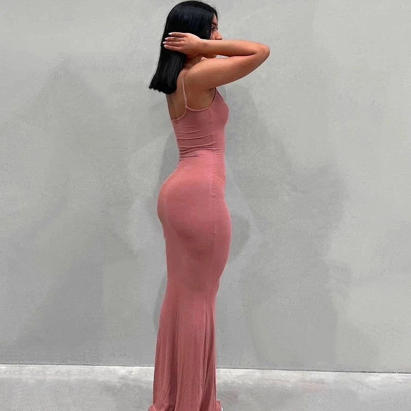 Satin Slip Sleeveless Backless Maxi Dress Women Y2K - MERGE.DAY.1.FREESTYLE