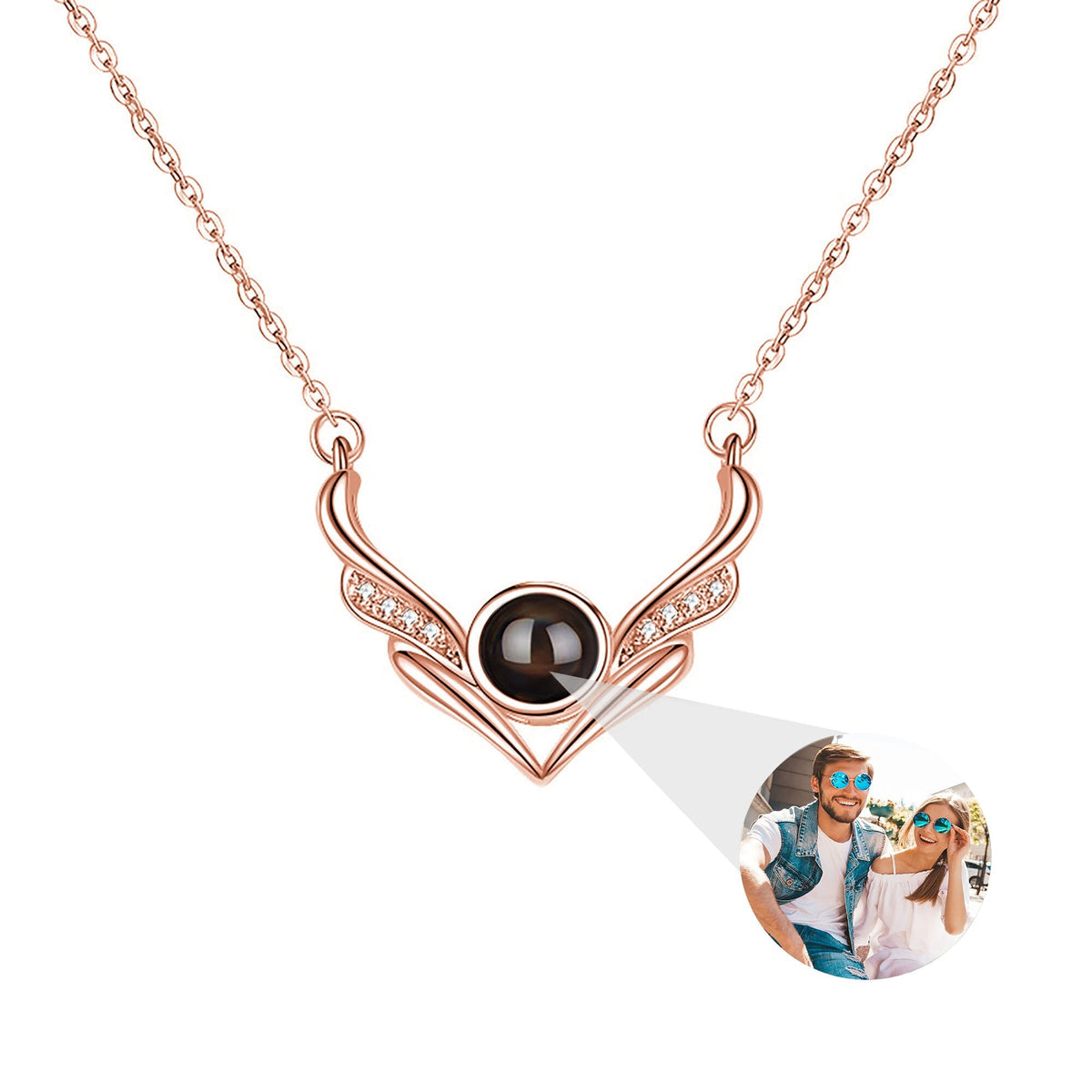 Angel wings with customizable photosProjection Necklace Pendant Jewelry - MERGE.DAY.1.FREESTYLE